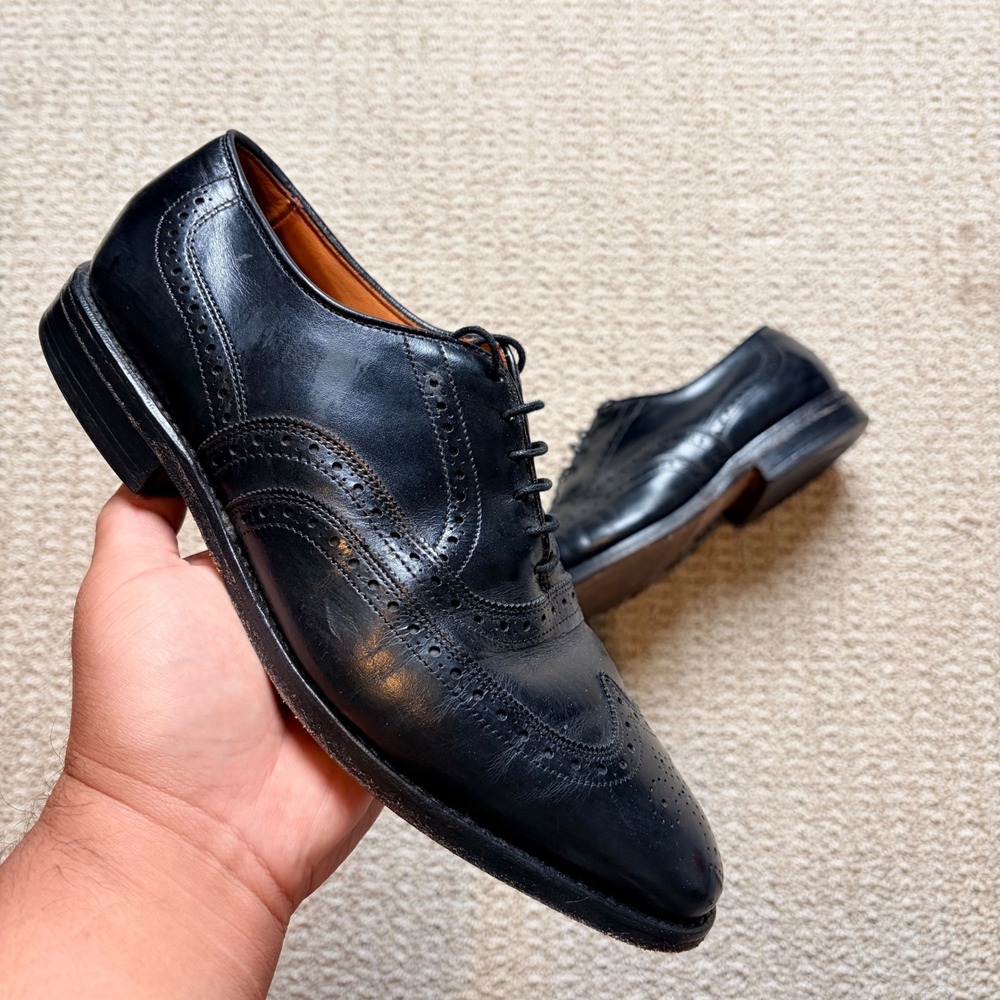 Allen Edmonds Chester Mens 8 E Black Leather Wingtip Oxford Dress Shoes